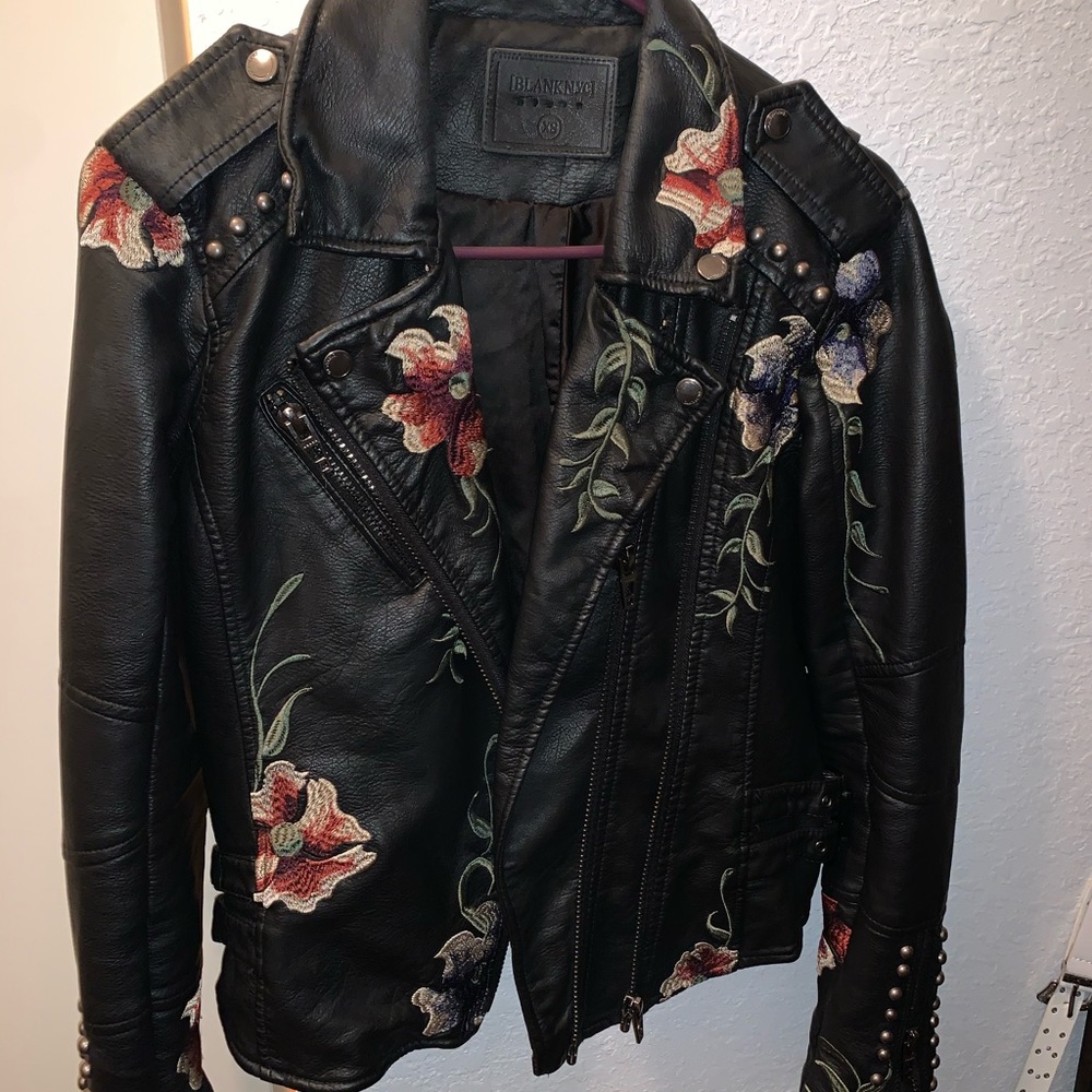 Blank NYC floral leather jacket